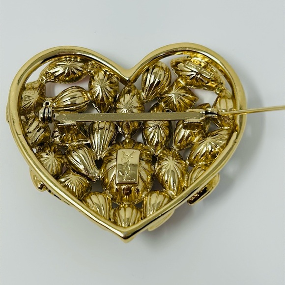 Yves Saint Laurent YSL vintage jeweled heart brooch by Robert Goossens - Picture 3 of 4